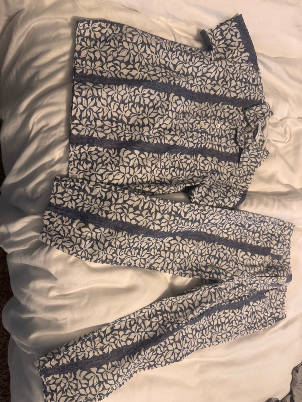 Janie and Jack White and Blue Floral Matching Set
